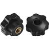 M METERXITY 2-Pz Manopole a 7 Stelle, M10 Filettatura Femmina 40mm Testa a Sette Punte Foro Passante Maniglie Bloccaggio per Macchinari/Elettronica, Pomello Filettato Ottone [Nero]