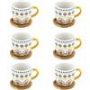 Villa Altachiara Set 6 Tazze Da Caffè In Porcellana Con Manico In Bamboo, Colore Giallo, Collezione Gardeny, Perfette Per Colazione E Tavola Outdoor