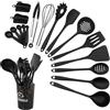 Maxentico Utensili Cucina(18Pcs), Utensile Mestoli in Silicone da Cucina, Mestolo Set, Lavabile In Lavastoviglie, con Secchio Portaoggetti, Silicona Resistente a Altas Temperaturas y al Calor