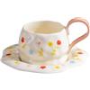 OHAANYY Tazza Caffè Ceramica Dipinta Mano Piattino Fiori Irregolare (ROSA) | Mug da tè e cappuccino duecentocinquanta millilitri, set sottotazza floreale stile coreano colazione casa