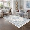 PureCozy Vintage Tappeto Salotto 160x230cm Camera da Letto Antiscivolo Lavabile Tappeti Sala Soggiorno Cameretta Ufficio Carpet Morbido Pelo Corto Rug,Blu