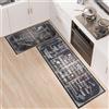 7VSTOHS Tappetini da cucina 2 pezzi, Tappeto Cucina Antiscivolo, Antiscivolo Impermeabile PVC Tappeti da Cucina, lavabile, Adatto per corridoi, cucine, bagni, 43x75+43x150cm