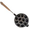 NiuLumea Teglia rotonda per waffle a 12 cavità per noci pecan per fornello a gas, stampo da forno per torte a forma di noci e pancake all'uovo, nero, 41 x 16 cm