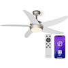 KLARSTEIN Bolero Ventilatore da Soffitto con Luce e Telecomando - 132cm, 6 Velocità, Modalità Estiva/Invernale, Silenzioso, Smart App, Design Elegante, Montaggio Flessibile, Bianco