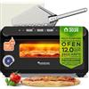 TurboTronic By Z-LINE Turbotronic Forno per pizza elettrica fino a 430 °C per 31 cm (12) Pizza New York con pietra per pizza - Uso interno/esterno - 2000 W - Ideale per casa, giardino, tavolo o cucina mobile