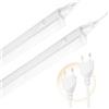 Qsmile Lampada LED da incasso per cucina, T5, 4,5 W, 570 lm, 4000 K, 30 cm, espandibile, con interruttore e spina europea, fino a 10 luci possono essere commutate in serie, 2 pezzi