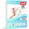 Creatorally 60 fogli A4 opaco DTF pellicola di trasferimento (210 × 297 mm) - Pellicola PET opaca su entrambi i lati per stampanti a getto d'inchiostro con inchiostro DTF o inchiostro a sublimazione