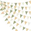 pinkblume Ghirlanda di bandierine da 9,1 m, verde oliva, marrone, bianco, decorazione per feste, verde salvia, beige, crema, tessuto neutro, bandierine triangolari, bandierine per campeggio, foreste, safari