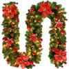 ZYNCUE Ghirlanda di Natale, pianta rampicante di frutta rossa da 2,7 m, decorazione natalizia con fiori rossi, per caminetti, ringhiere e scale (rosso)