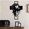 WPCJREU Decorazione da parete in metallo con Gesù sulla croce, decorazione religiosa da parete nera con dettagli del viso, scultura verticale da appendere per interni, per casa, ufficio o chiesa (30