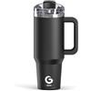 BIGRD Termos Caffè Borraccia Termica con Cannuccia 1.2 litri,Tazza Termica da Viaggio Water Bottle Coperchio Antiperdita Acciaio Inox,Travel Mug Senza BPA,Nero
