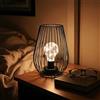 TRIROCKS Lampada da Tavolo a Batteria in Metallo 21 cm Alta, Lanterna a Forma di Gabbia con Luci LED Calde per Patio, Giardino, Matrimonio, Interno ed Esterno (Nera)