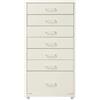 Dokiiovo Contenitore a rotelle in metallo con 7 cassetti, Armadio per documenti mobile, Armadio per ufficio con ruote, Contenitore a rotelle Cassettiera con rotelle per casa ufficio, 35 x 26 x 69 cm (Beige)