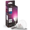 Philips Hue White and Color Ambiance Sferetta Smart LED, Attacco E27, 5.3W, Luce Bianca o Colorata, Dimmerabile, Controllo con Bluetooth e Hue App, Funziona con Alexa, Google Assistant e Apple HomeKit