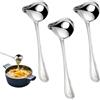 PetGlimmer 3 Pezzi Mestolo per Salsa con Beccuccio, 20 cm Cucchiaio Sugo Manico Lungo | Acciaio Inox Mestolo Ovale con Beccuccio, Piccolo Argento Cucchiaio per Sugo per Condimenti, Zuppe, Sughi, Cucinare Stile