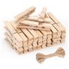 jijAcraft Mollette da bucato in legno, 7 cm, vintage, grandi mollette in legno per foto, 50 mollette per foto con filo di iuta da 10 m, per fai da te per decorazioni di nozze, pareti fotografice