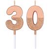 BBTO Candele di Compleanno 30 Glitter Candele di Numero per Torta Topper di Torta di Compleanno 30 Decorazione per Bomboniera di Compleanno Nozze Anniversario Matrimonio, Oro Rosa