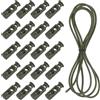 QUARKZMAN 20 Pezzi Fermacordi a Doppio Foro con Cordino Elastico da 39 Pollici, Clip Fermacavo a Molla in Plastica con Cordino Estensibile per Lacci Stringhe Paracord, Verde oliva