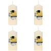 H HANSEL HOME Set de 4 Candele Profumate Crema alla Vaniglia, Candela Beige a Colonna Profumada 11x4.7cm, Candela Profumada 25 Ore di Combustione