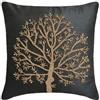 The HomeCentric Nero 50x50 cm Art Silk Fodere per cuscini da divano, Albero, In Rilievo Seta Federa Divano, Contemporaneo Natura e Fiori Federa Guanciale - Celebrated Tree