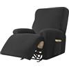 WWQQKJ Copripoltrona Elastico Relax Velluto, Copripoltrona Relax Reclinabile 4 Pezzi Morbido Copripoltrona Relax Antiscivolo Copripoltrona Reclinabile con Tasche per Soggiorno(Black)