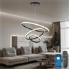 YOODI Lampadario a Sospensione per Tavolo 45W, 3 Anelli LED Lampada a Sospensione con Telecomando, Dimmerabile 3000K-6000K, Lampadario a Soffitto per Soggiorno, Camera da Letto, Hotel, Nero