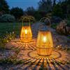 Freekite 2 Pezzi Lanterne Solari da Esterno, Lanterne da Giardino in Rattan Intrecciato, Decorazioni Impermeabili IP65, Lampade Solari da Appendere per Patio, Balcone e Giardino, Idee Regalo per Donne e Mamme