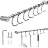 NICOLINI Porta Utensili da Cucina Parete Inox 304 con 7 Ganci Mobili, 40cm | Appendiabiti per la Cucina in Acciaio Inox,Barra Portautensili da Cucina Multifunzione, Rastrelliera di Asciugamano per bagno