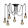 AFSEMOS Lampadario a forma di ragno, regolabile, E27, lampada a sospensione vintage, per sala da pranzo, camera da letto, decorazione, 6 bracci (ciascuno con cavo da 1,7 m)