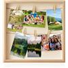 NCOALE Portafoto con Mollette, in legno bohémien 32 × 32 cm con clip per creare foto fai da te