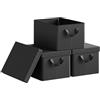 WOLTU Scatola Portaoggetti, Set di 1 Contenitori per Armadio, Scatola con Coperchio Rimovibile, Organizer con Maniglie Pieghevole, in Tessuto, Nero, 38x27x20 cm