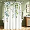 Lerores Tenda da Doccia 80x180cm, Foglie Verdi Antischimmel, Tessuto con Fondo Pesante Impermeabile, Lavabile in Poliestere, Tenda da Bagno con Occhielli e 6 Anelli per Doccia per Bagno, Verde