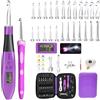 AVENHO 24 Misure Uncinetto Set Digitali Illuminati Per Principianti,2-14 mm,Viola | Set Ferri Uncinetto Intercambiabili, Contatore di Maglie e Ferri per Lavoro a Maglia, Ferri Uncinetto Ergonomici Illuminati