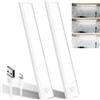 Haokiang luce led sottopensile cucina, 24 cm, 39 LED luci con sensore di movimento ，luce led con sensore di movimento 1500 mAh, 6500 K striscia led a batteria , luci led a batteria USB,， confezione da 2 pezzi