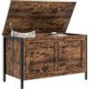 HOMCOM Cassapanca da 95L Contenitore Multiuso 80x40x49cm Marrone Rustico | Stile Industriale, Coperchio con Cerniera di Sicurezza, Panca Contenitore, da Interno, Salotto, Ingresso