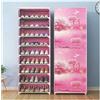MF artSHOP Scarpiera Armadio Salvaspazio, Scaffale Porta Scarpe 10 Ripiani, 60x30x160 cm, Tessuto TNT, Fino a 30 Paia, Multiuso, Chiusura con Zip, Rosa