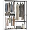 HOMCOM Armadio Guardaroba con 3 Aste, 4 Ripiani, 142x43x185 cm, Nero