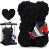 GDJIAYIYI Orsacchiotto di rose con confezione regalo, orso di rose artificiali, regalo per donne, padri, nonni (nero)