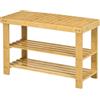 HOMCOM Panca Scarpiera da Ingresso a 3 Livelli in Bambù 70x28x45cm Naturale