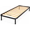 Rete ortopedica con doghe in legno per letto Singolo - misura 80x190 cm - Struttura in metallo, 13 doghe in legno di betulla e piedini con gommini antiscivolo