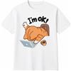 NONE T-shirt uomo in cotone 100% con stampa gatto divertente "I'm OK", maglietta casual a maniche corte, girocollo morbida e traspirante, top streetwear estivo per uomini, regalo simpatico per amanti dei