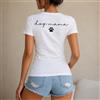 NONE Maglietta da donna 100% cotone, stile casual e streetwear, con scritta dog mama e zampa di cane, perfetta per il tempo libero, le vacanze, l'estate, lo shopping e i viaggi, ideale come regalo per gli