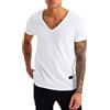 Leif Nelson LN6280 Maglietta Uomo con Scollo a V - T‑Shirt Estiva in Cotone, Slim Fit, Manica Corta Casual Basic, Bianco, M