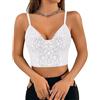 Segreto Canotta da donna con paillette, senza maniche, con spalline sottili, sexy, per festival, feste, club, camisole