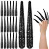 Tucnoeu 20 artigli neri per Halloween, anelli regolabili e unghie ad artiglio per costumi spaventosi di Halloween, perfetti per cosplay e accessori gotici