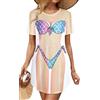 Gosunny Bikini T Shirt da donna Baggy Costume da bagno a maniche corte, vestito da spiaggia, Blu, S