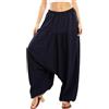 Toocool Pantaloni Donna Harem Sarouel Cavallo Basso Leggeri Yoga VB-6151 [S/L,Blu Scuro]