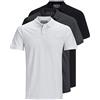 JACK & JONES Confezione da 3 polo da uomo slim fit, a maniche corte, colore nero, bianco, blu, grigio, XS, S, M, L, XL, XXL, 12171776