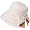 Jeeeun Women's Bowknot Wide Brim Sun Protective Hat - 360° Protection Foldable Breathable Beach Travel Sun Protective Hat