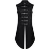 DASONLUE Gilet medievale da uomo, lungo, senza maniche, per Carnevale, costume gotico, steampunk, gilet rinascimentale, smoking ravichingo, camicia da pirata, Nero , XL
